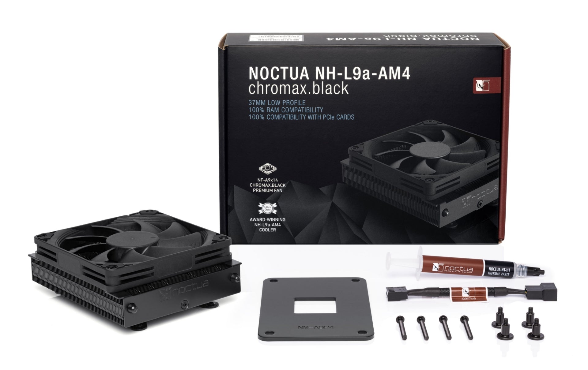 NOCTUA NH-L9A-AM4 CHROMAX.BLACK LOW-PROFILE CPU COOLER FOR AM4 - Cryptech