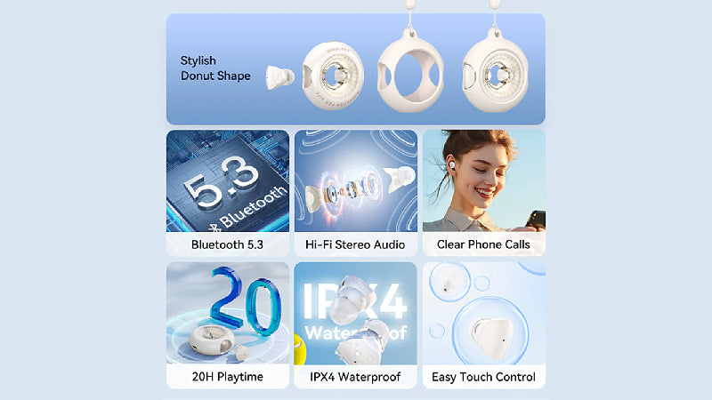 אוזניות אלחוטיות Vention Tiny T17 TWS צבע בז’