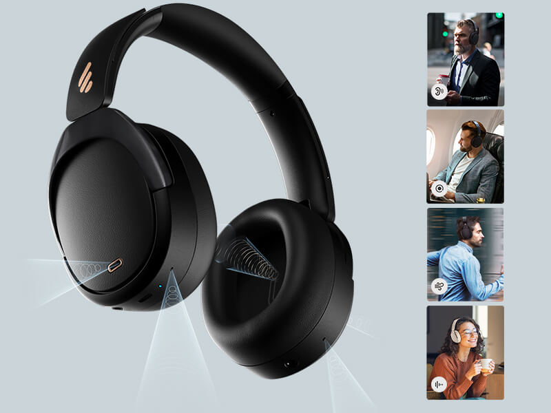 אוזניות קשת אלחוטיות עם ביטול רעשים אדיפייר EDIFIER WH950NB בצבע שחור