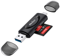 קורא כרטיסים Netac Card READER WK14 USB3.0+TYPE-C Msd/SD Black - Cryptech