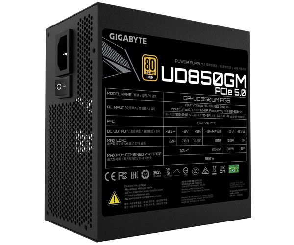 ספק Gigabyte UD850GM PG rev2.0 5 850W 80 plus Gold PCIE 5 Modular