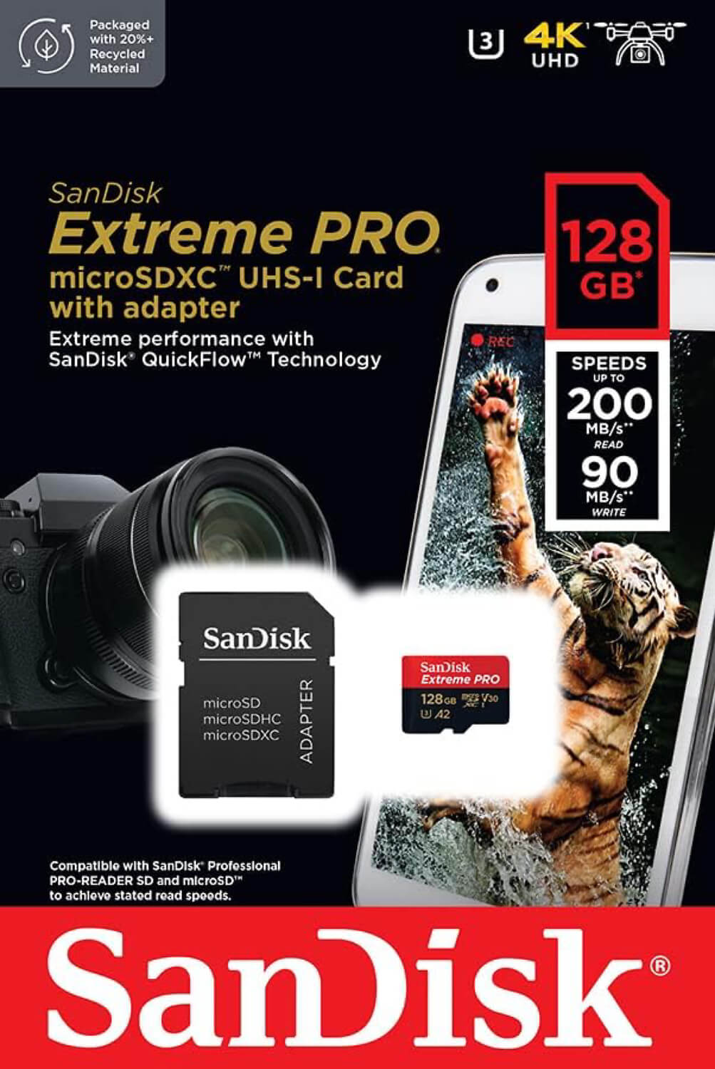 SANDISK 128GB EXTREME PRO (READ: 200MBS | WRITE: 90MBS) MICROSD CARD