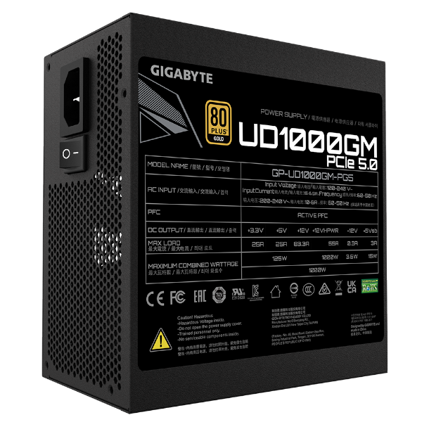 ספק כוח Gigabyte UD1000GM PG5 1000W PCIE 5.0 ready 80 PLUS Gold - Cryptech