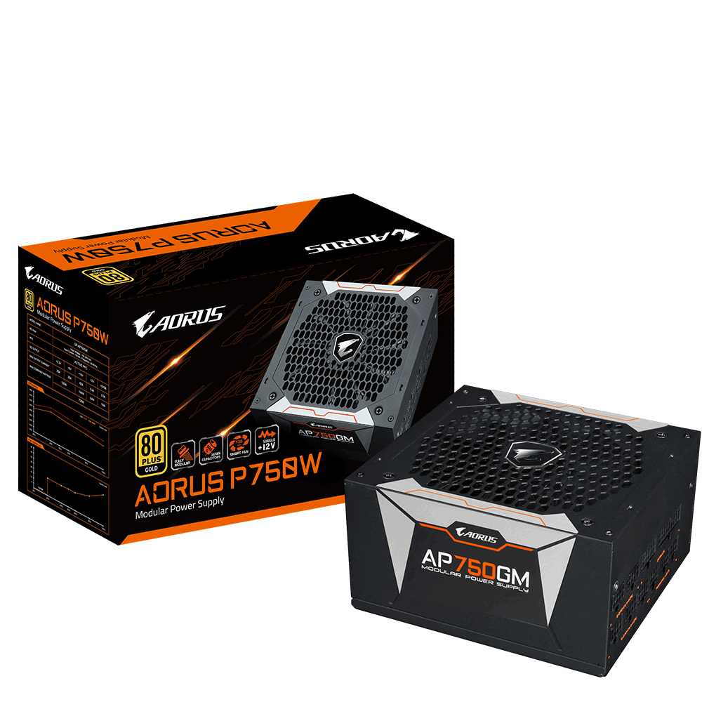 ספק כוח מודולרי AORUS P750W 80 PLUS GOLD Modular 13.5 CM FAN - Cryptech