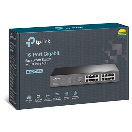 SWITCH 16 PORT GIGA WITH 8PORT POE 150W TP LINK