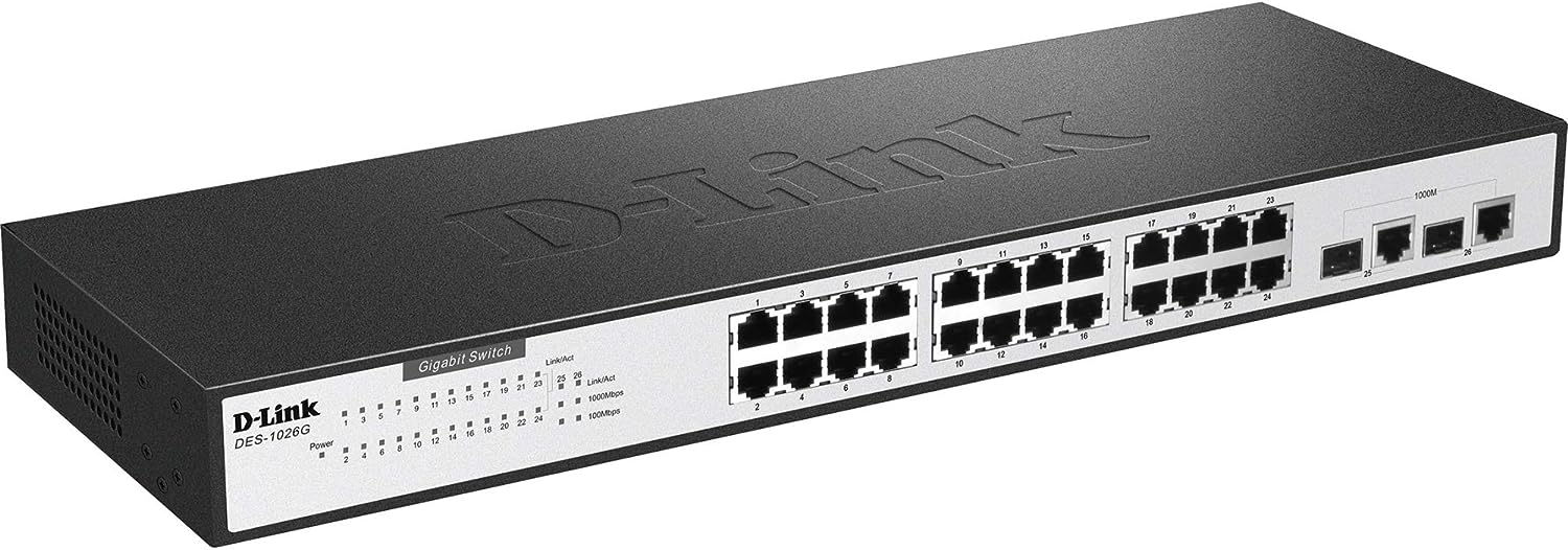 SWITCH 24 PORT 10/100, 2 GIGABIT UPLINK PORTS, UNMANAGED, METAL - Cryptech