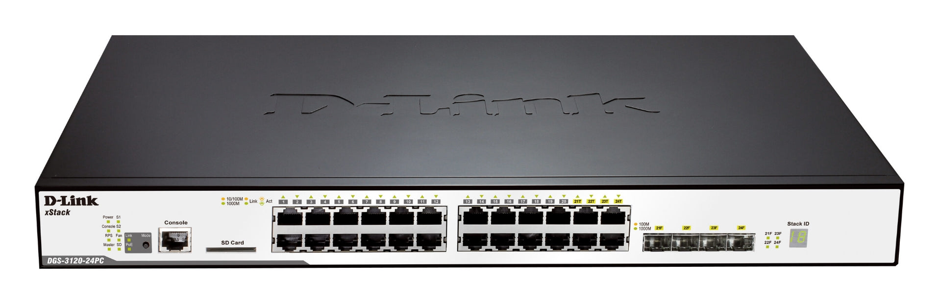 SWITCH 24 PORT GIGABIT (24X POE) 4 X SFP/GIGA PORTS + 2 X PHY. STACK PORTS, L2/L3 MANAGED - Cryptech