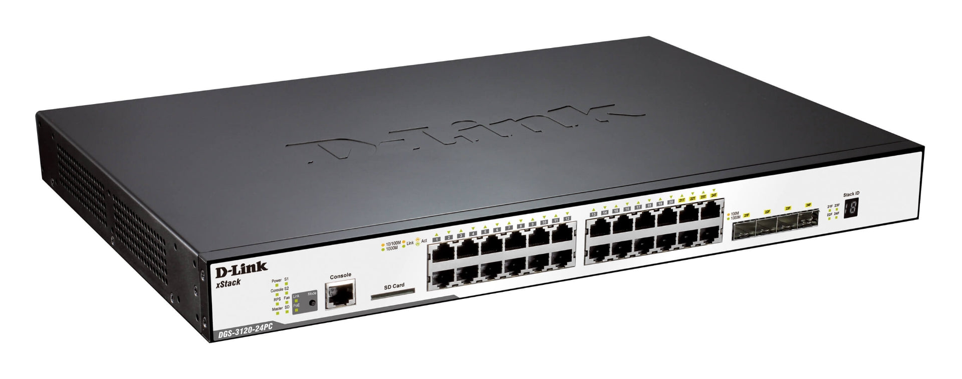 SWITCH 24 PORT GIGABIT (24X POE) 4 X SFP/GIGA PORTS + 2 X PHY. STACK PORTS, L2/L3 MANAGED - Cryptech