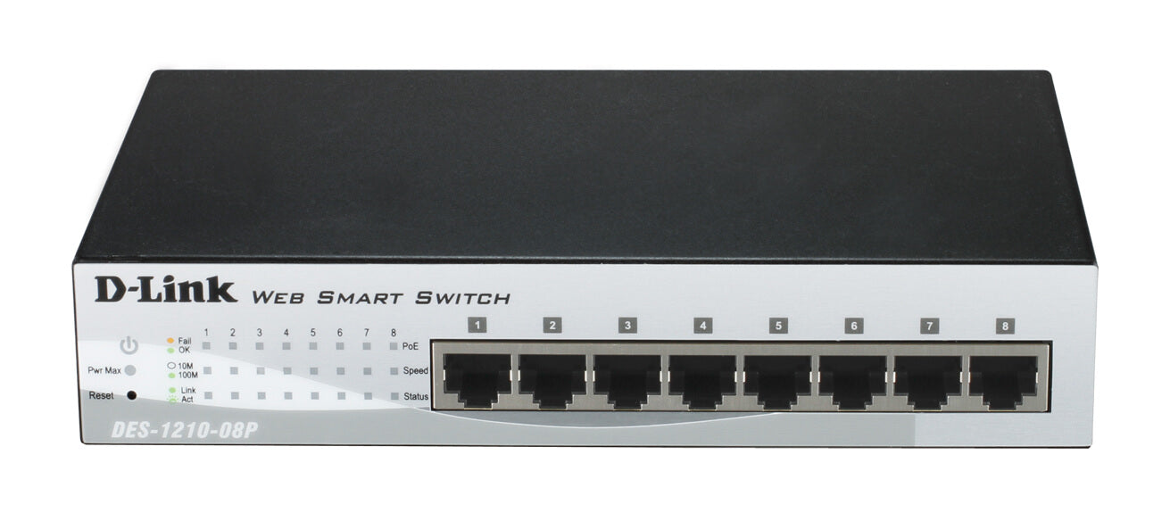 SWITCH 8 PORT 10/100 (8X POE) (56W), METAL - Cryptech