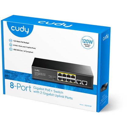 SWITCH 8PORT 10/100/1000 PoE + Uplink 2x1GbE 120W Cudy