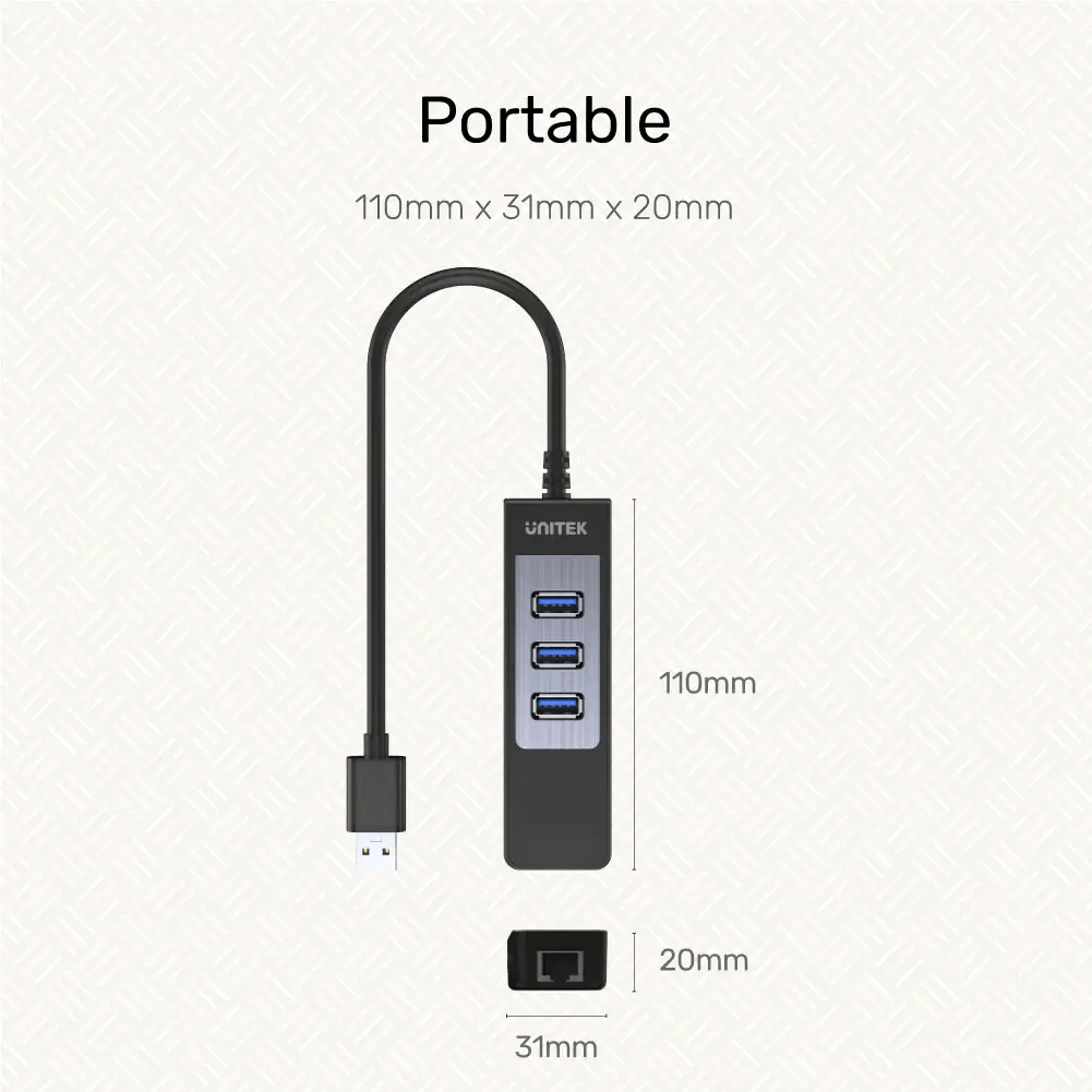 Unitek HUB 3 Port USB3.0 + Gigabit LAN