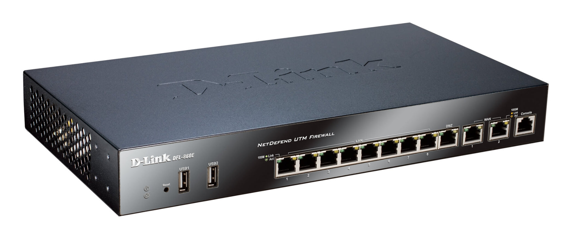 UTM DFL-860E FIREWALL 2X WAN 7X LAN 1X DMZ 200M MBPS 40K CONCURRENT SESSIONS