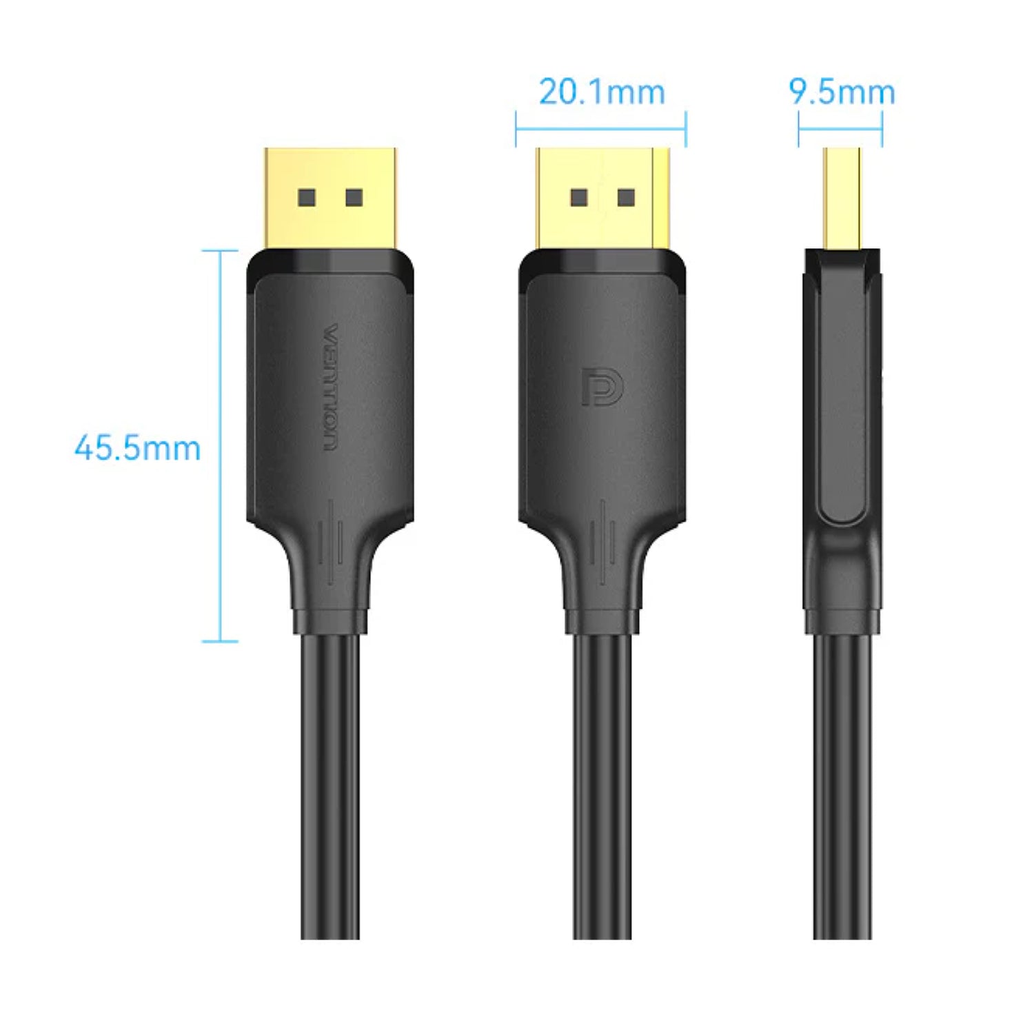 Vention DP 1.2 4K/60Hz 21.6Gbps Gold Plated 1m Cable