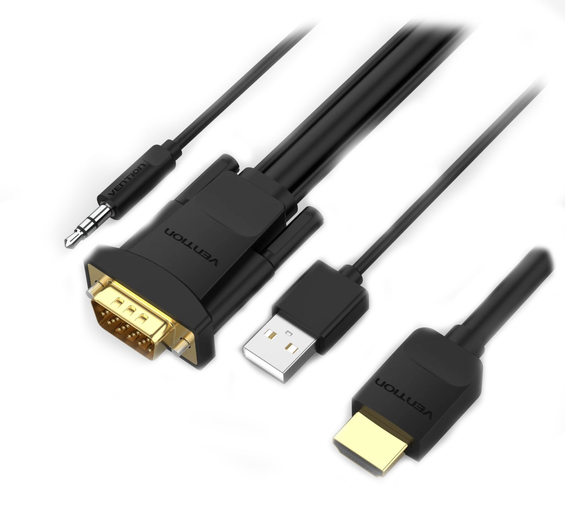 VENTION HDMI (IN) TO VGA (OUT) WITH AUDIO + (MICRO USB POWER INPUT) - 2M CABLE - Cryptech