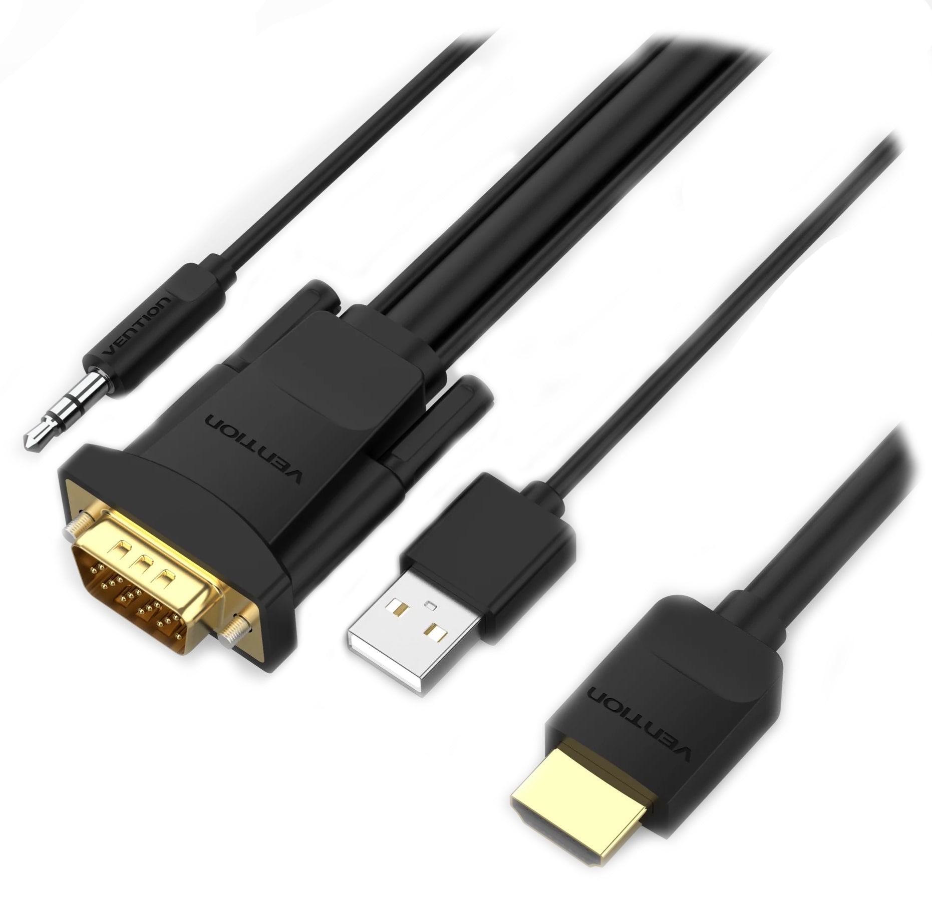 VENTION HDMI (IN) TO VGA (OUT) WITH AUDIO + (MICRO USB POWER INPUT) - 3M CABLE - Cryptech