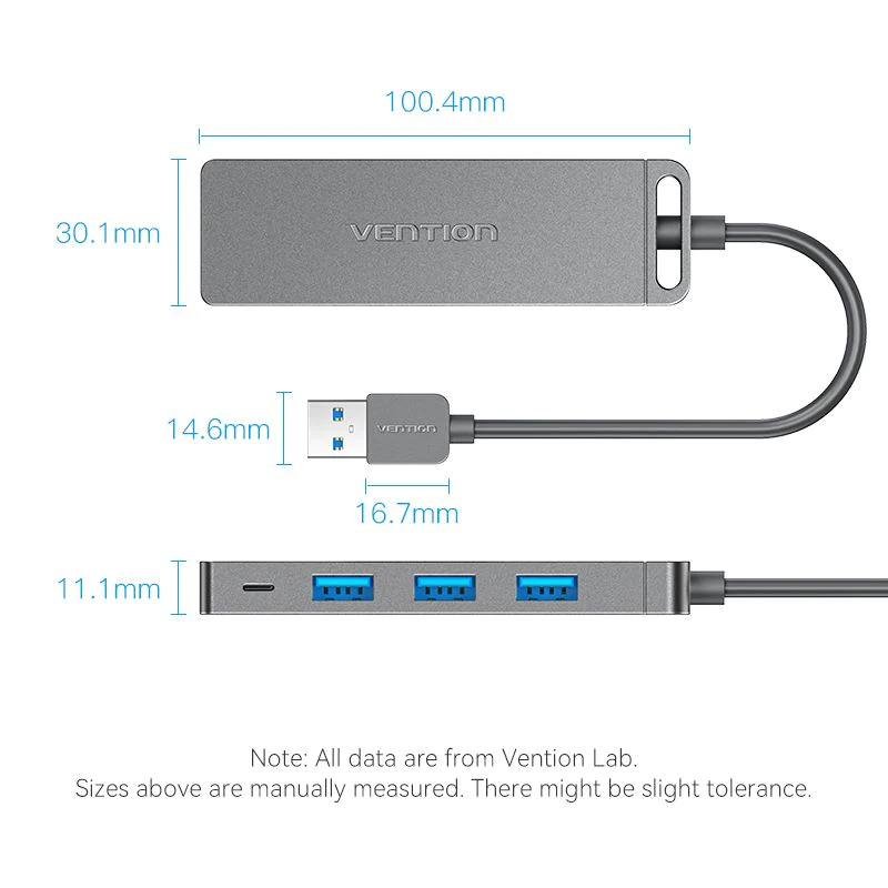 VENTION USB-A 3.0 TO USB-AX4 1M WITH MICRO USB OPTIONAL POWER HUB - Cryptech