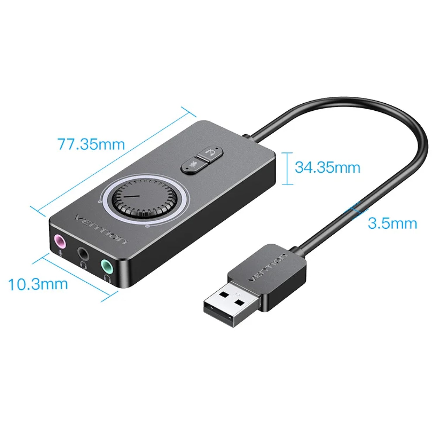 Vention USB-A to 3.5mm x3 | 1m | External Sound Card