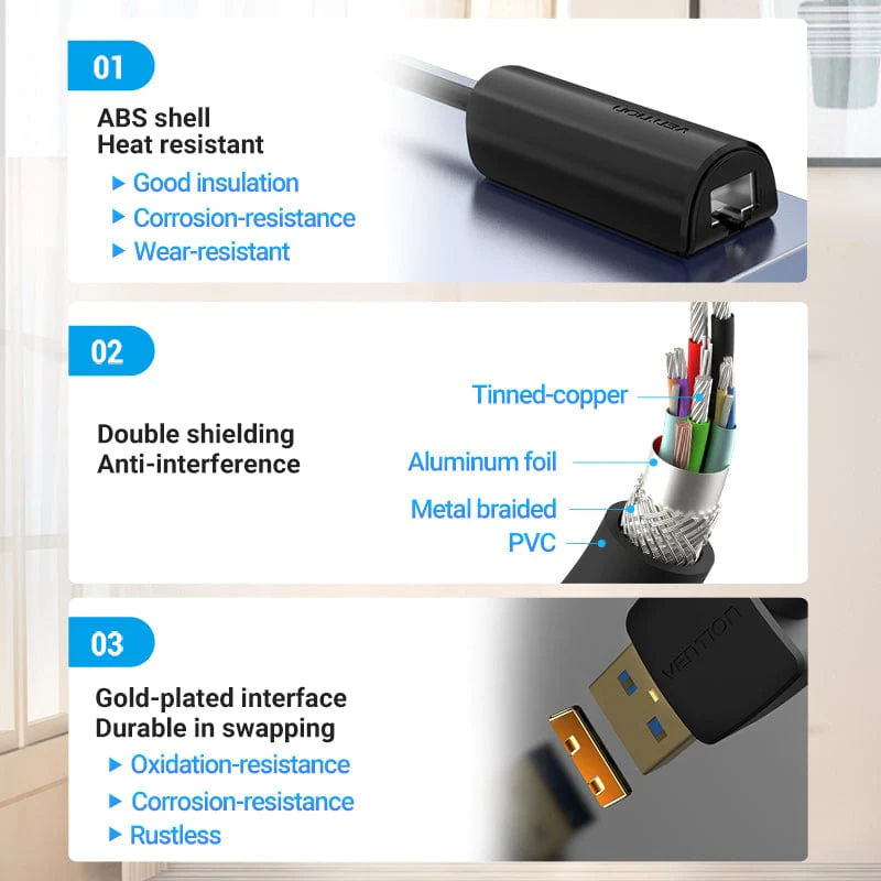 VENTION USB-A TO LAN GIGABIT (AX88179) 0.15M ADAPTER