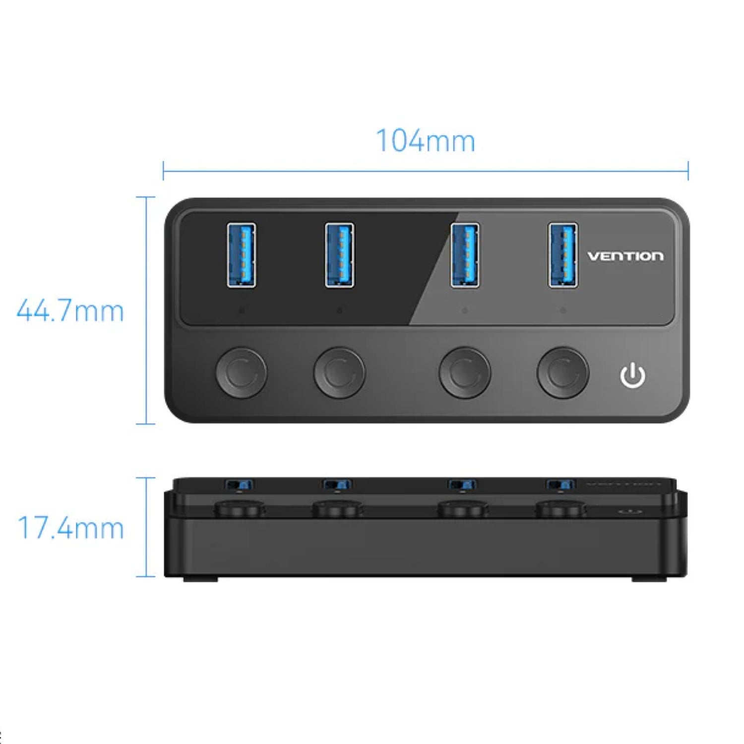 Vention USB-A to USB-A x4 | on/off Switches | USB-C | HUB