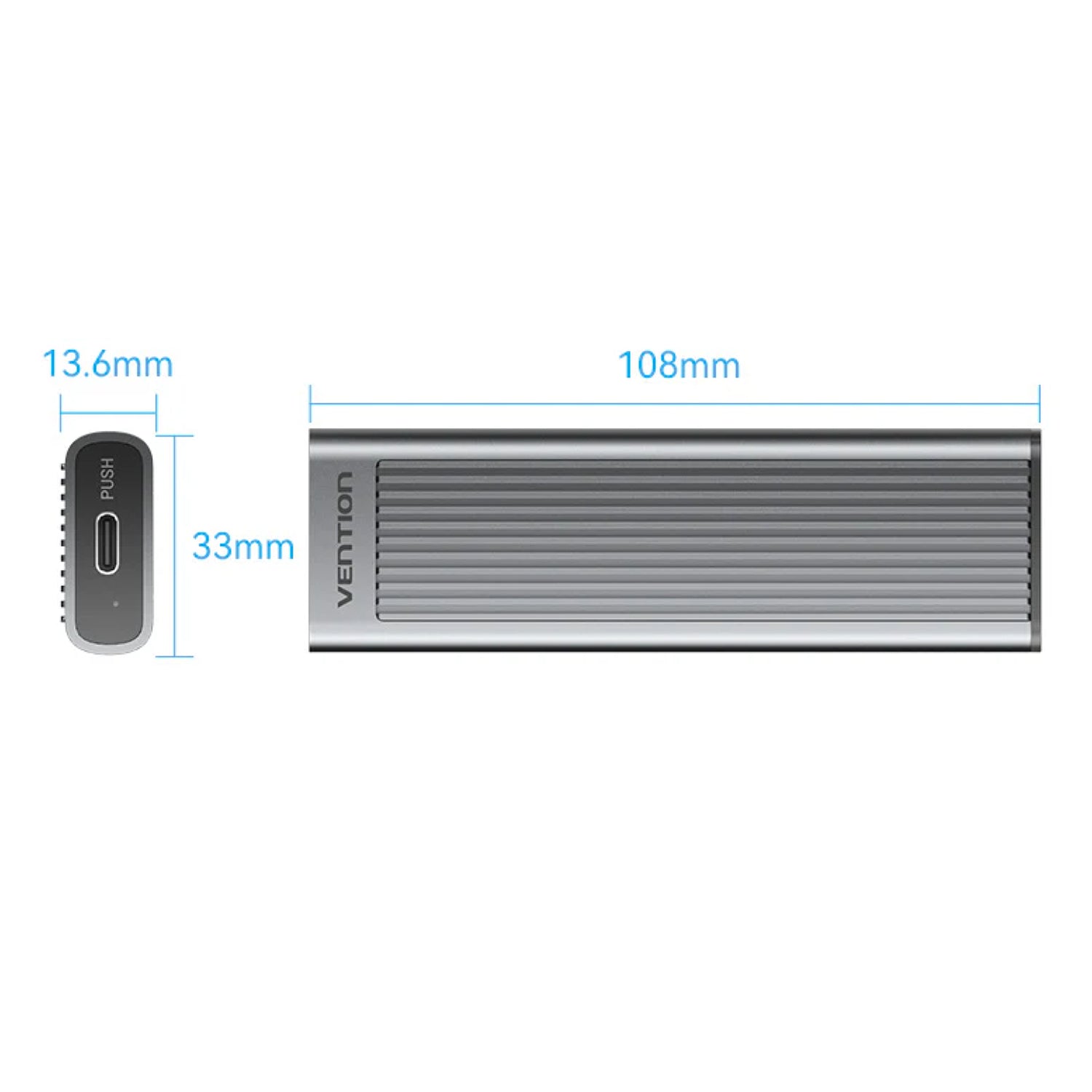 Vention USB-C 3.1 Gen2 10Gbps to NVMe (M.Key) M.2 SSD Enclosure