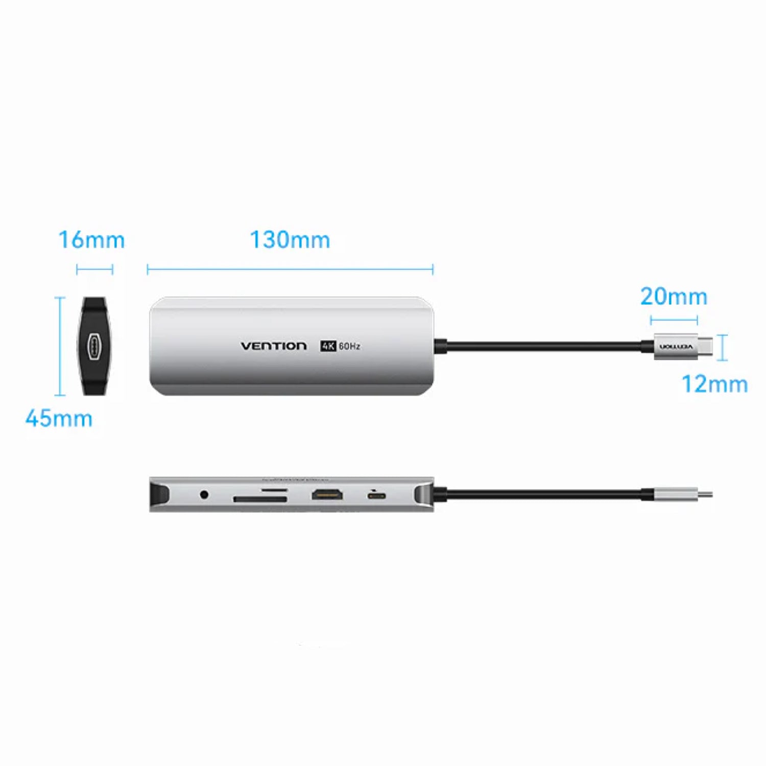Vention USB-C to HDMI | USB-A x2 | USB-C | SD Card Reader | LAN | 3.5mm | PD100W | Dock