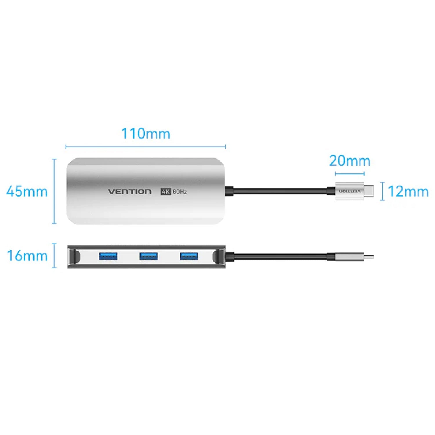 Vention USB-C to HDMI | USB-A x3 | LAN | USB-C PD100W | Dock