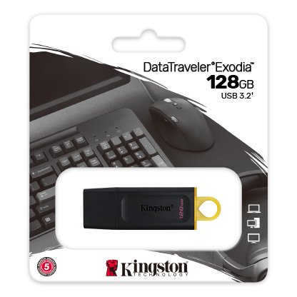 ז.נייד Kingston DataTraveler Exodia128GB USB3.2 gen1 BLK/Yellow - Cryptech